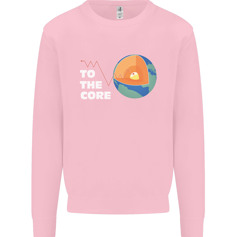 To the Core Climate Change ECG Heart Pulse Kids Sweatshirt Jumper Light Pink