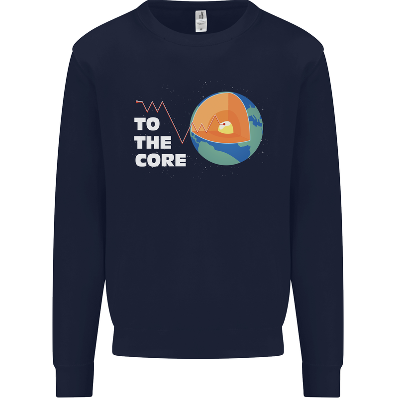To the Core Climate Change ECG Heart Pulse Kids Sweatshirt Jumper Navy Blue
