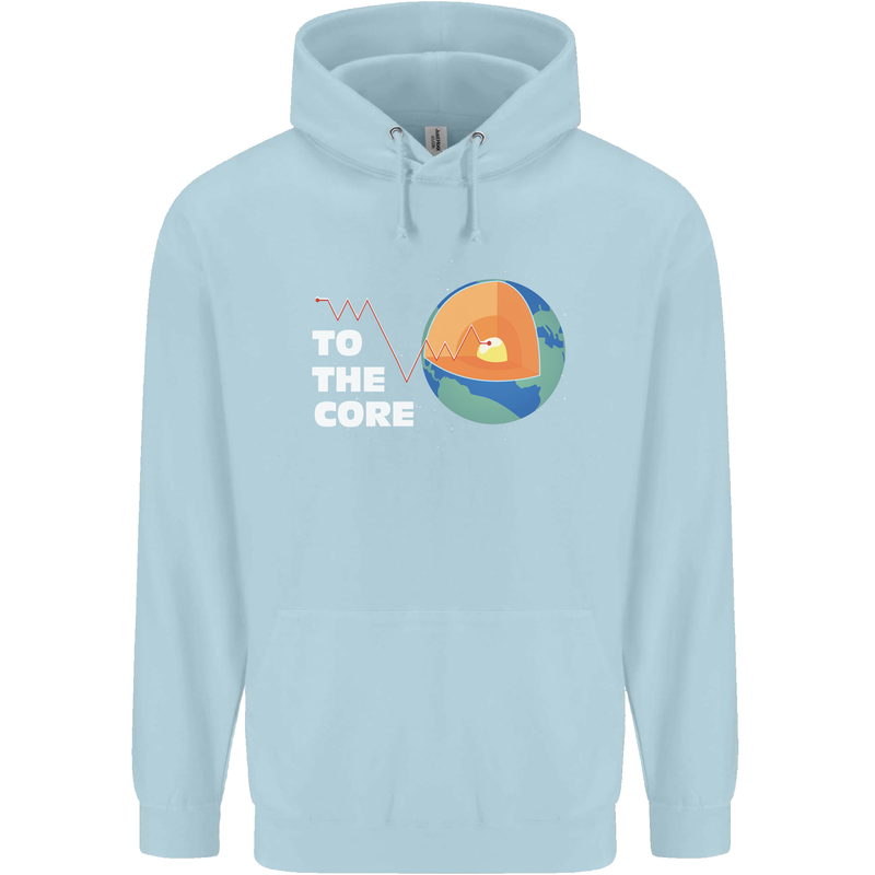 To the Core Climate Change ECG Heart Pulse Mens 80% Cotton Hoodie Light Blue