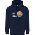 To the Core Climate Change ECG Heart Pulse Mens 80% Cotton Hoodie Navy Blue