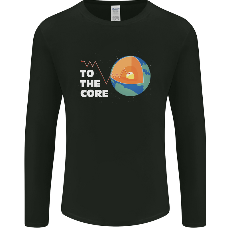 To the Core Climate Change ECG Heart Pulse Mens Long Sleeve T-Shirt Black