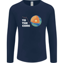 To the Core Climate Change ECG Heart Pulse Mens Long Sleeve T-Shirt Navy Blue
