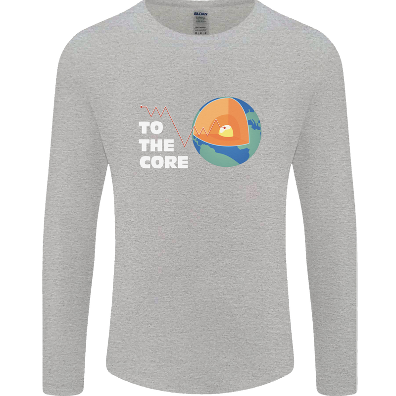 To the Core Climate Change ECG Heart Pulse Mens Long Sleeve T-Shirt Sports Grey