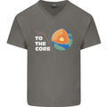 To the Core Climate Change ECG Heart Pulse Mens V-Neck Cotton T-Shirt Charcoal