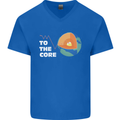 To the Core Climate Change ECG Heart Pulse Mens V-Neck Cotton T-Shirt Royal Blue