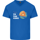 To the Core Climate Change ECG Heart Pulse Mens V-Neck Cotton T-Shirt Royal Blue