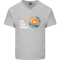 To the Core Climate Change ECG Heart Pulse Mens V-Neck Cotton T-Shirt Sports Grey