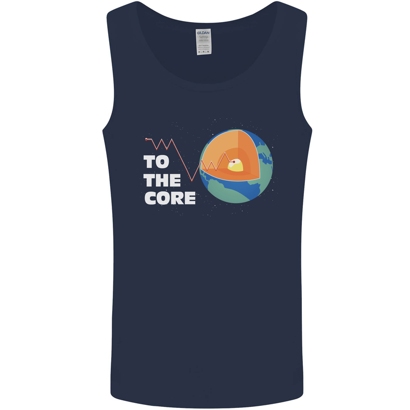 To the Core Climate Change ECG Heart Pulse Mens Vest Tank Top Navy Blue