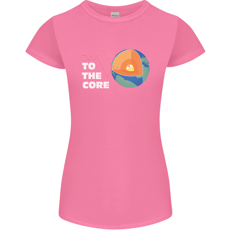 To the Core Climate Change ECG Heart Pulse Womens Petite Cut T-Shirt Azalea