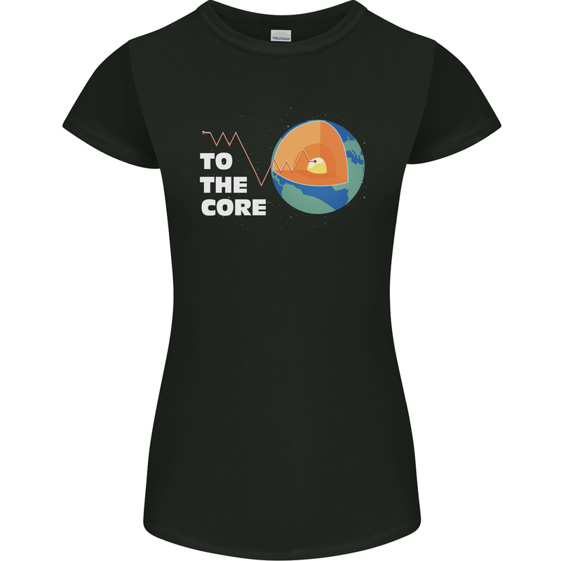 To the Core Climate Change ECG Heart Pulse Womens Petite Cut T-Shirt Black