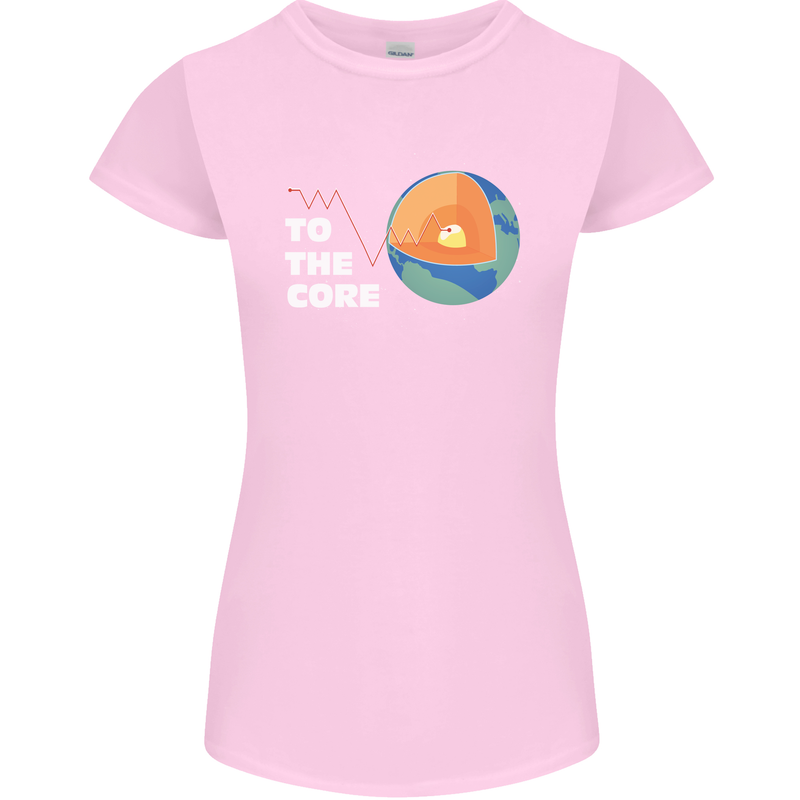 To the Core Climate Change ECG Heart Pulse Womens Petite Cut T-Shirt Light Pink