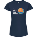 To the Core Climate Change ECG Heart Pulse Womens Petite Cut T-Shirt Navy Blue