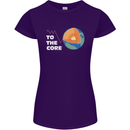To the Core Climate Change ECG Heart Pulse Womens Petite Cut T-Shirt Purple
