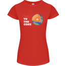 To the Core Climate Change ECG Heart Pulse Womens Petite Cut T-Shirt Red