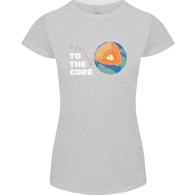 To the Core Climate Change ECG Heart Pulse Womens Petite Cut T-Shirt Sports Grey