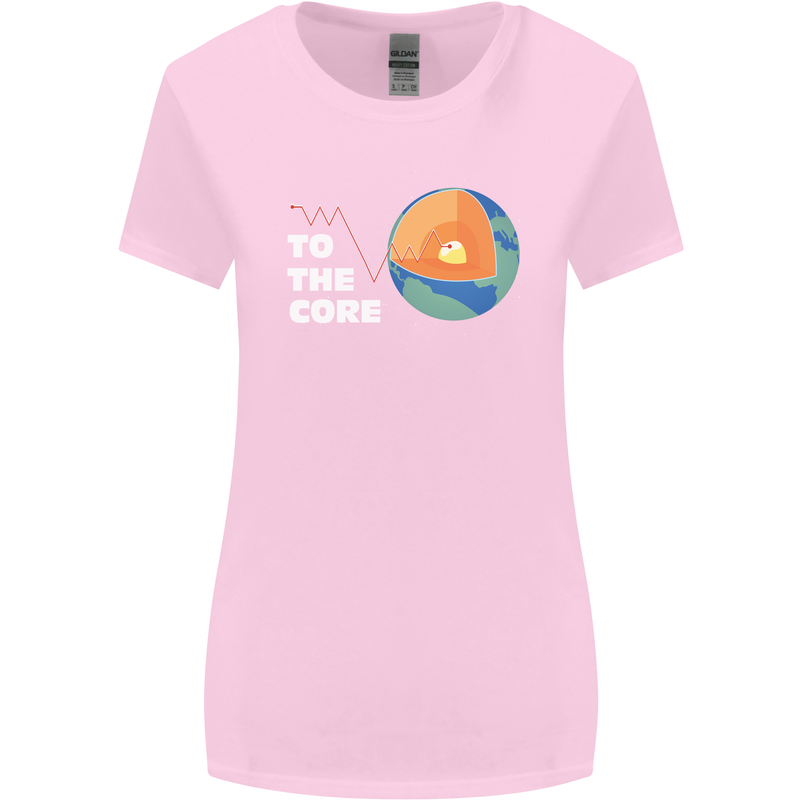 To the Core Climate Change ECG Heart Pulse Womens Wider Cut T-Shirt Light Pink