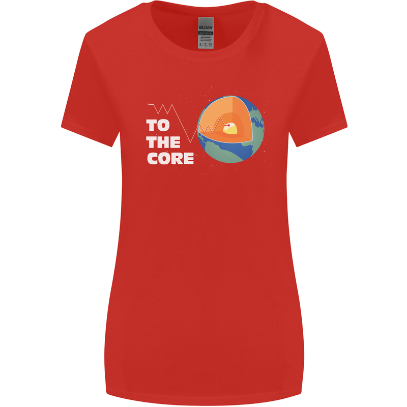 To the Core Climate Change ECG Heart Pulse Womens Wider Cut T-Shirt Red