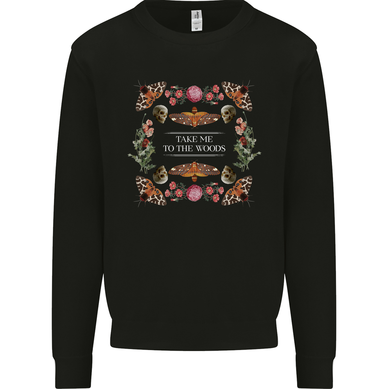 To the Woods Nature Outdoors Kids Sweatshirt Jumper Black