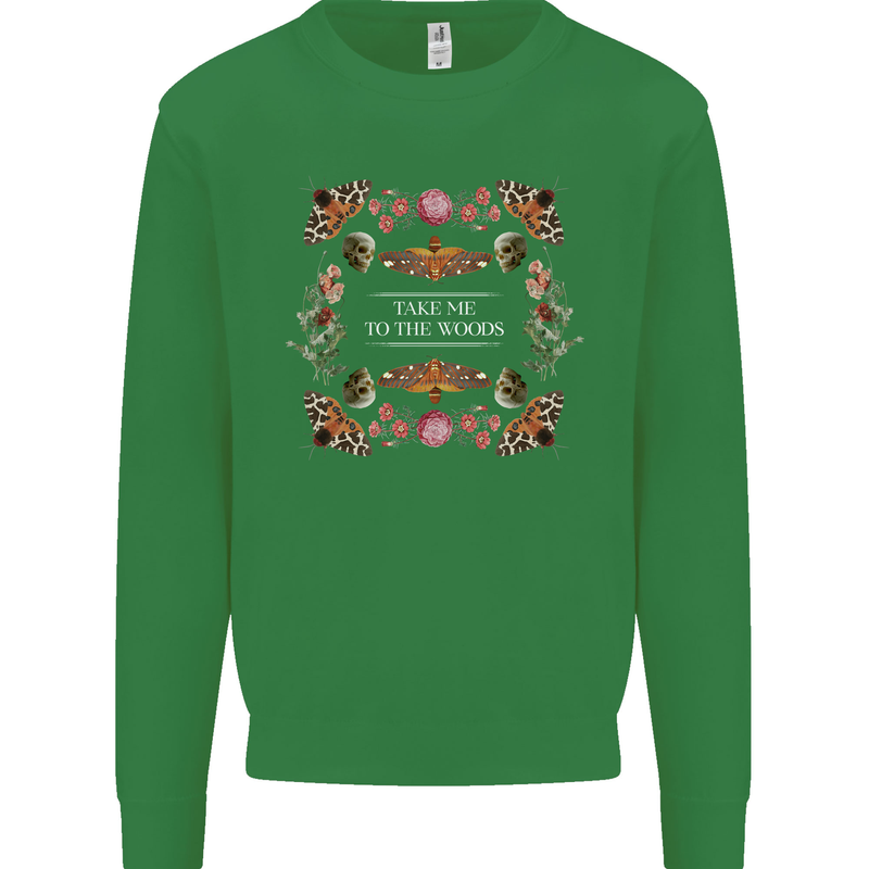 To the Woods Nature Outdoors Kids Sweatshirt Jumper Irish Green