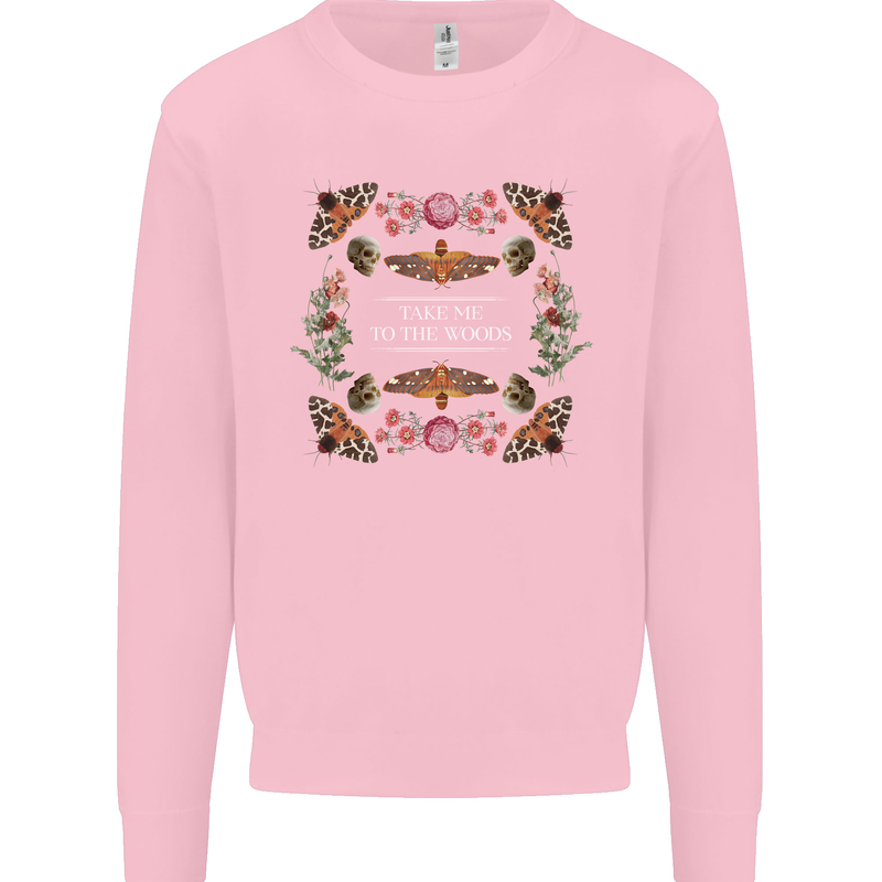 To the Woods Nature Outdoors Kids Sweatshirt Jumper Light Pink