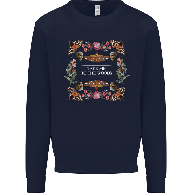 To the Woods Nature Outdoors Kids Sweatshirt Jumper Navy Blue