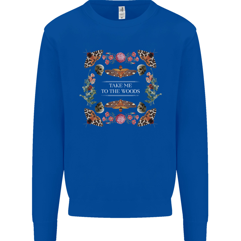 To the Woods Nature Outdoors Kids Sweatshirt Jumper Royal Blue