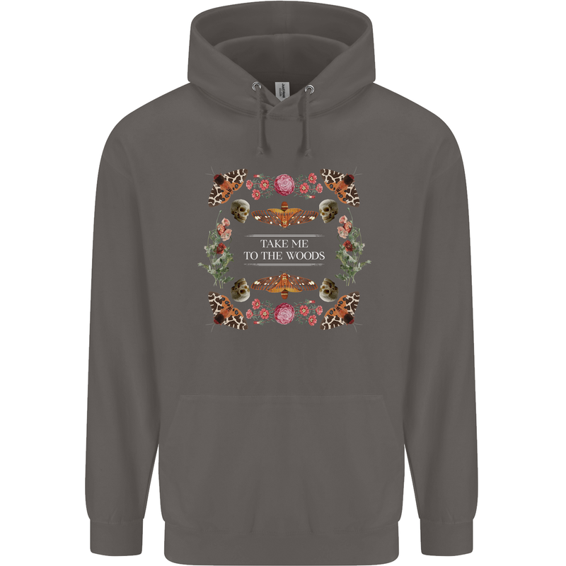 To the Woods Nature Outdoors Mens 80% Cotton Hoodie Charcoal