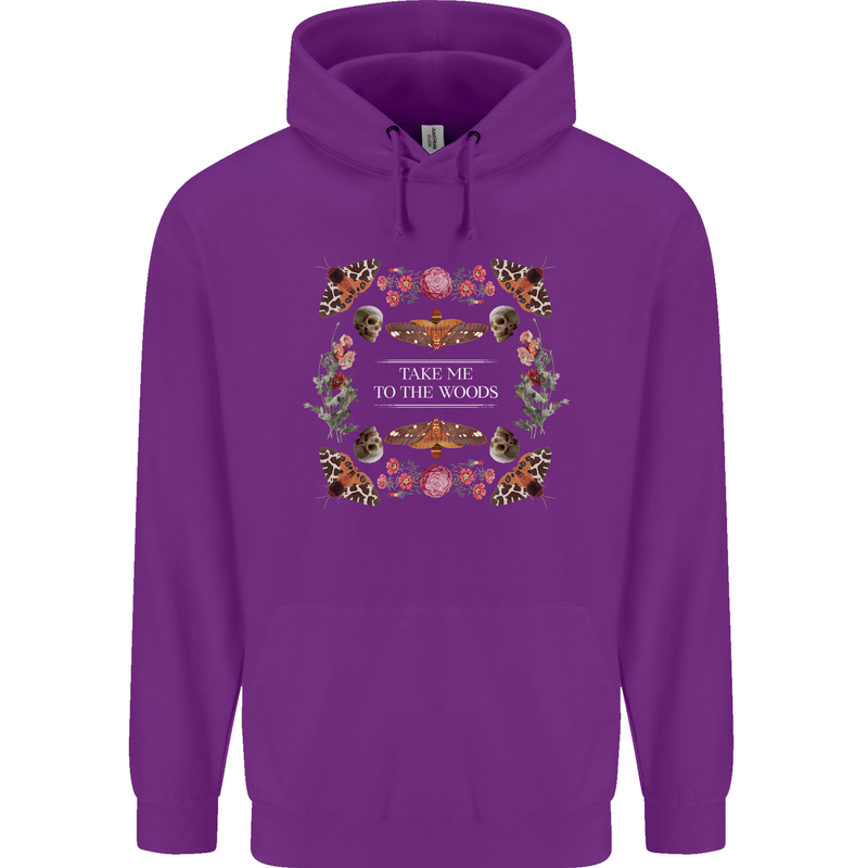 To the Woods Nature Outdoors Mens 80% Cotton Hoodie Purple
