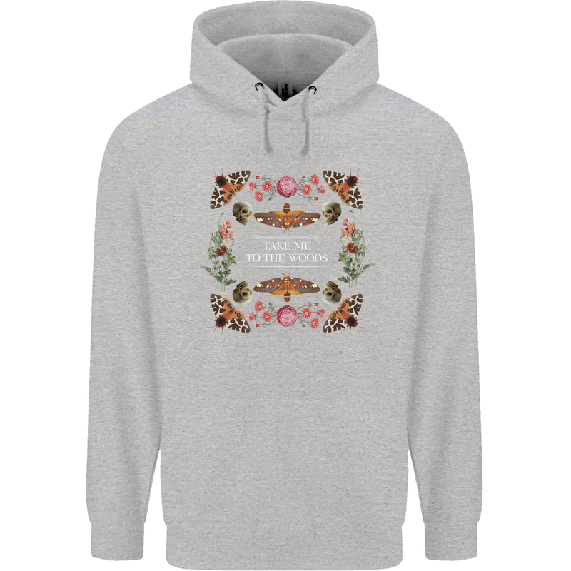 To the Woods Nature Outdoors Mens 80% Cotton Hoodie Sports Grey