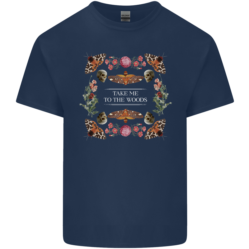 To the Woods Nature Outdoors Mens Cotton T-Shirt Tee Top Navy Blue