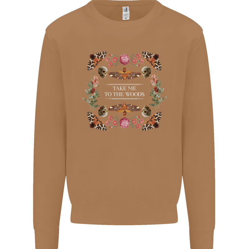 To the Woods Nature Outdoors Mens Sweatshirt Jumper Caramel Latte