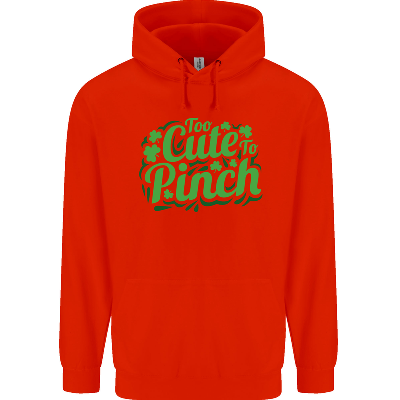 Too Cute to Pinch St. Patrick's Day Childrens Kids Hoodie Bright Red