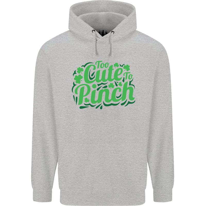 Too Cute to Pinch St. Patrick's Day Childrens Kids Hoodie Sports Grey