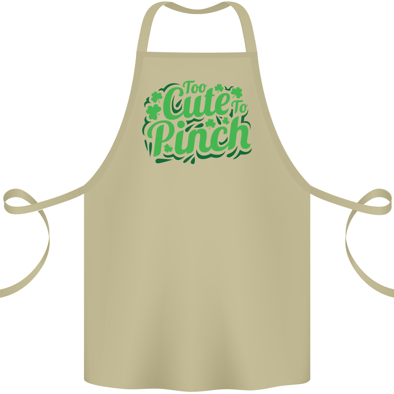 Too Cute to Pinch St. Patrick's Day Cotton Apron 100% Organic Khaki