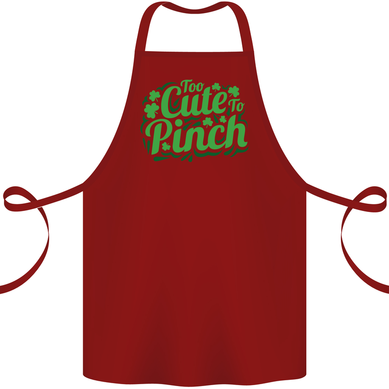 Too Cute to Pinch St. Patrick's Day Cotton Apron 100% Organic Maroon