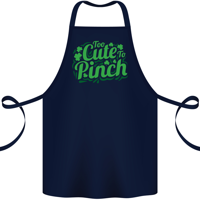 Too Cute to Pinch St. Patrick's Day Cotton Apron 100% Organic Navy Blue