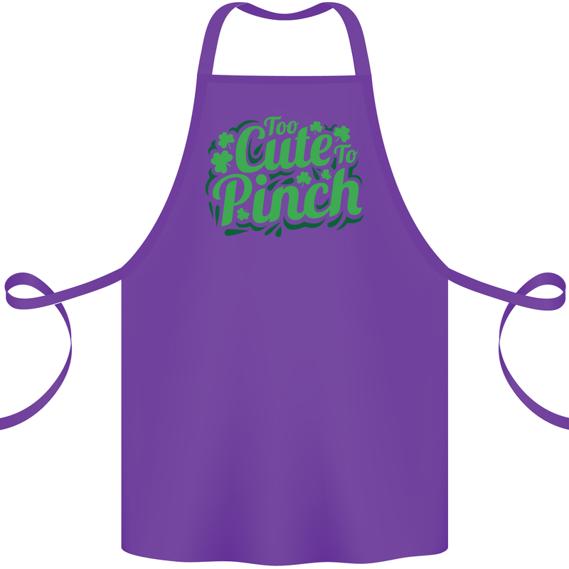 Too Cute to Pinch St. Patrick's Day Cotton Apron 100% Organic Purple