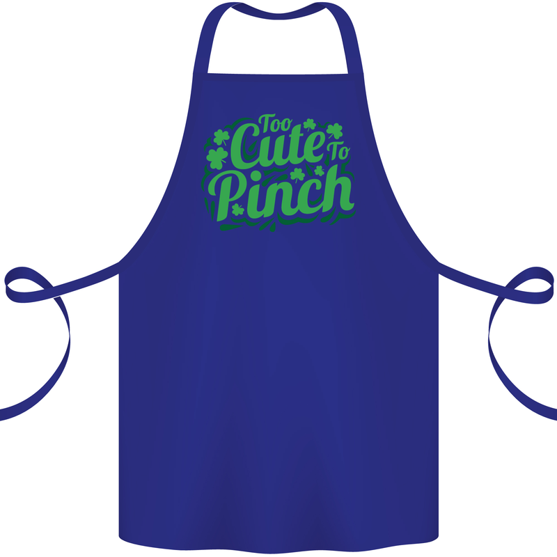Too Cute to Pinch St. Patrick's Day Cotton Apron 100% Organic Royal Blue