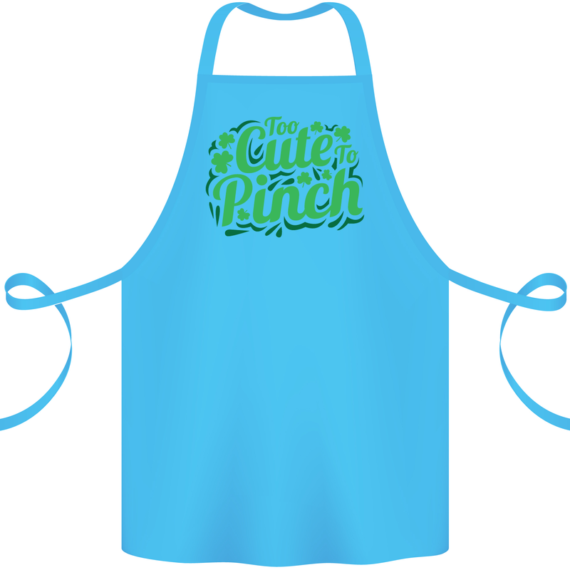 Too Cute to Pinch St. Patrick's Day Cotton Apron 100% Organic Turquoise