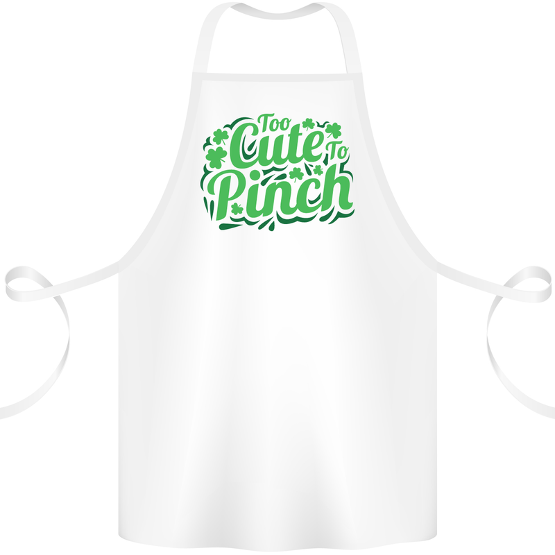 Too Cute to Pinch St. Patrick's Day Cotton Apron 100% Organic White