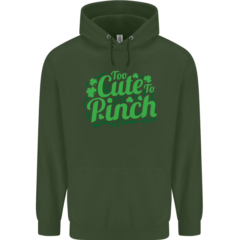 Too Cute to Pinch St. Patrick's Day Mens 80% Cotton Hoodie Forest Green
