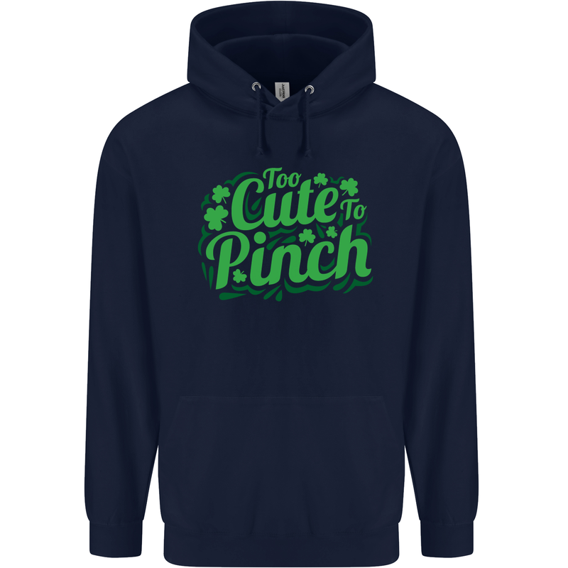 Too Cute to Pinch St. Patrick's Day Mens 80% Cotton Hoodie Navy Blue