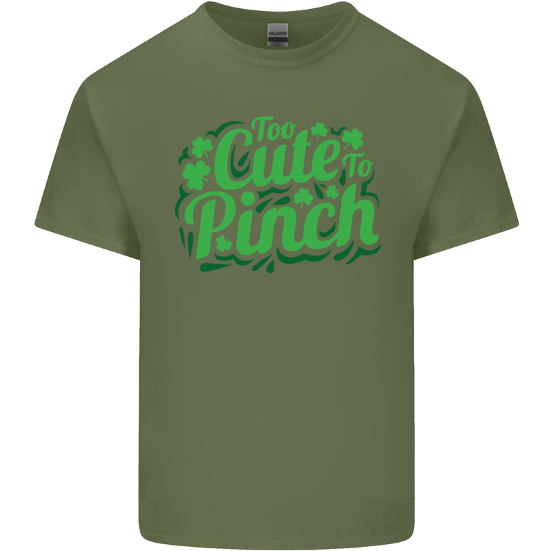 Too Cute to Pinch St. Patrick's Day Mens Cotton T-Shirt Tee Top Military Green