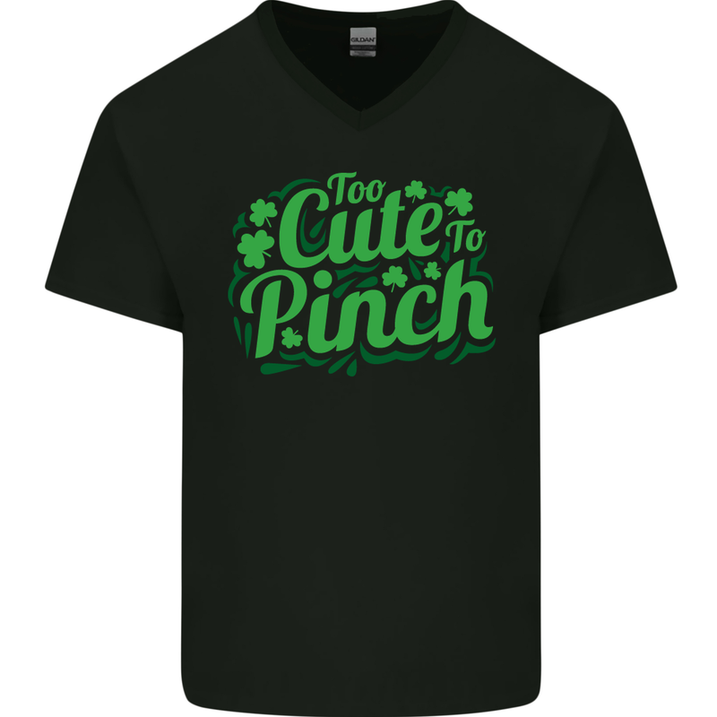 Too Cute to Pinch St. Patrick's Day Mens V-Neck Cotton T-Shirt Black