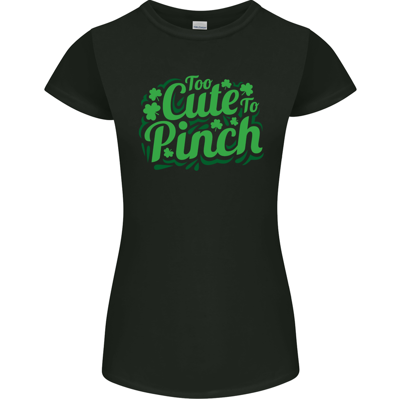 Too Cute to Pinch St. Patrick's Day Womens Petite Cut T-Shirt Black