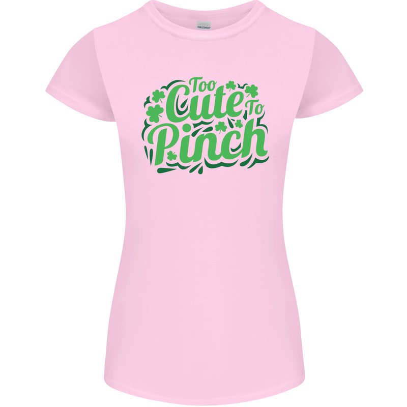 Too Cute to Pinch St. Patrick's Day Womens Petite Cut T-Shirt Light Pink