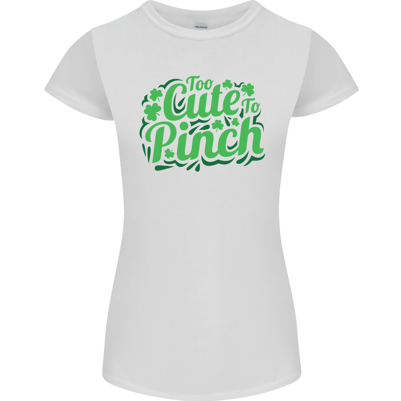 Too Cute to Pinch St. Patrick's Day Womens Petite Cut T-Shirt White
