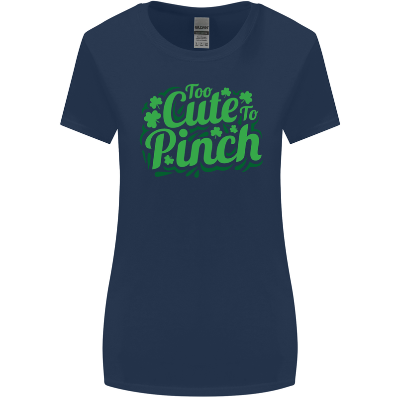 Too Cute to Pinch St. Patrick's Day Womens Wider Cut T-Shirt Navy Blue