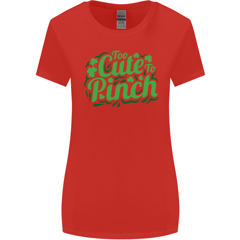Too Cute to Pinch St. Patrick's Day Womens Wider Cut T-Shirt Red