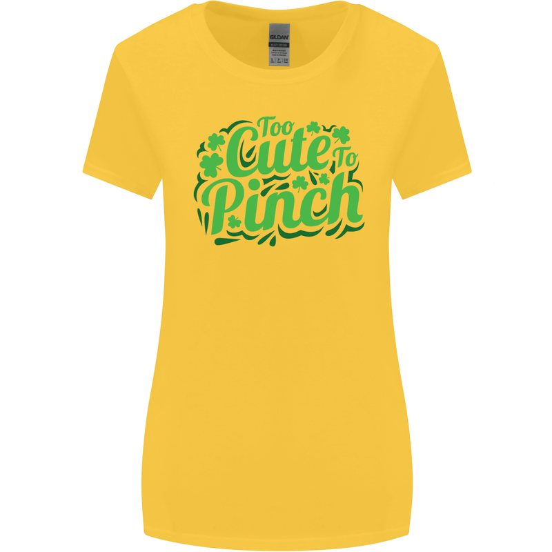 Too Cute to Pinch St. Patrick's Day Womens Wider Cut T-Shirt Yellow
